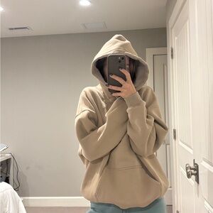COZIEST tan hoodie thick and heavy